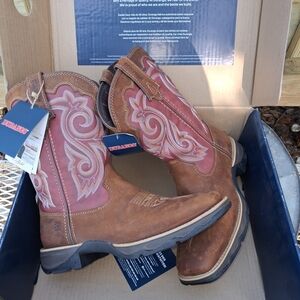 Durango Women's Brown & Pink Western Work Boots
